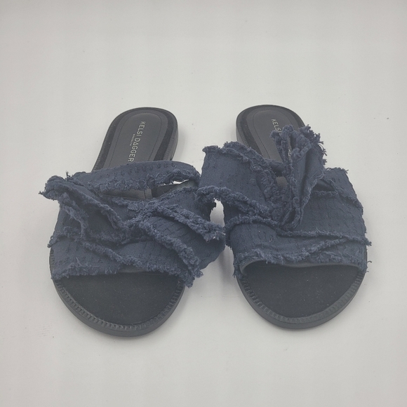 Kelsi Dagger Brooklyn Women's Black Navy Revere Bow Topped Slide Size 5.5 - Picture 3 of 10